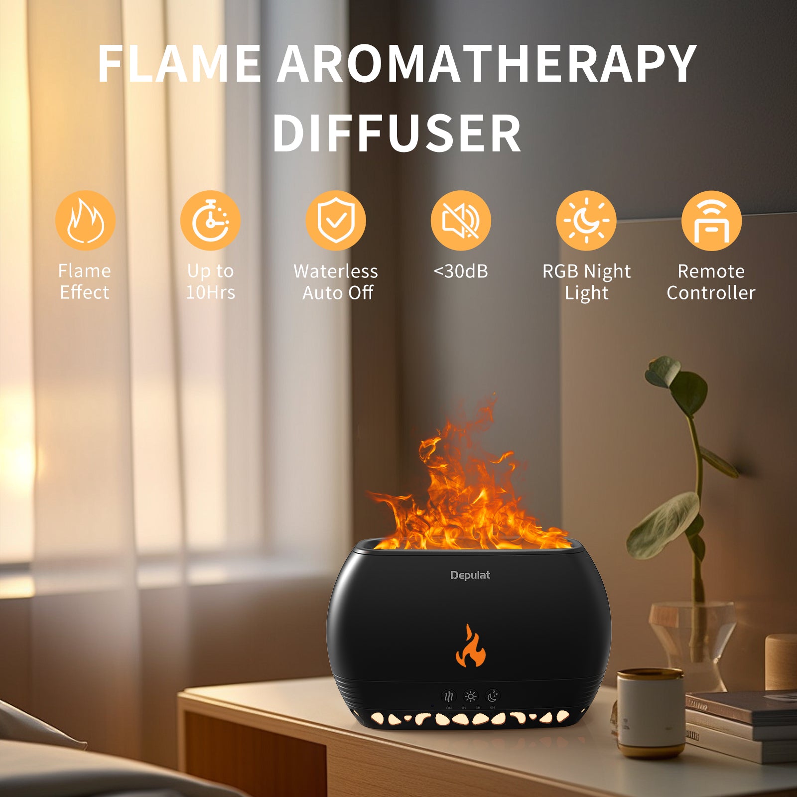 Depulat 350ml Sleep Aromatherapy Diffuser with White Noise, Bluetooth Speaker,7 Colors of Lights,3 Brightness Levels,11.83 FL.OZ.