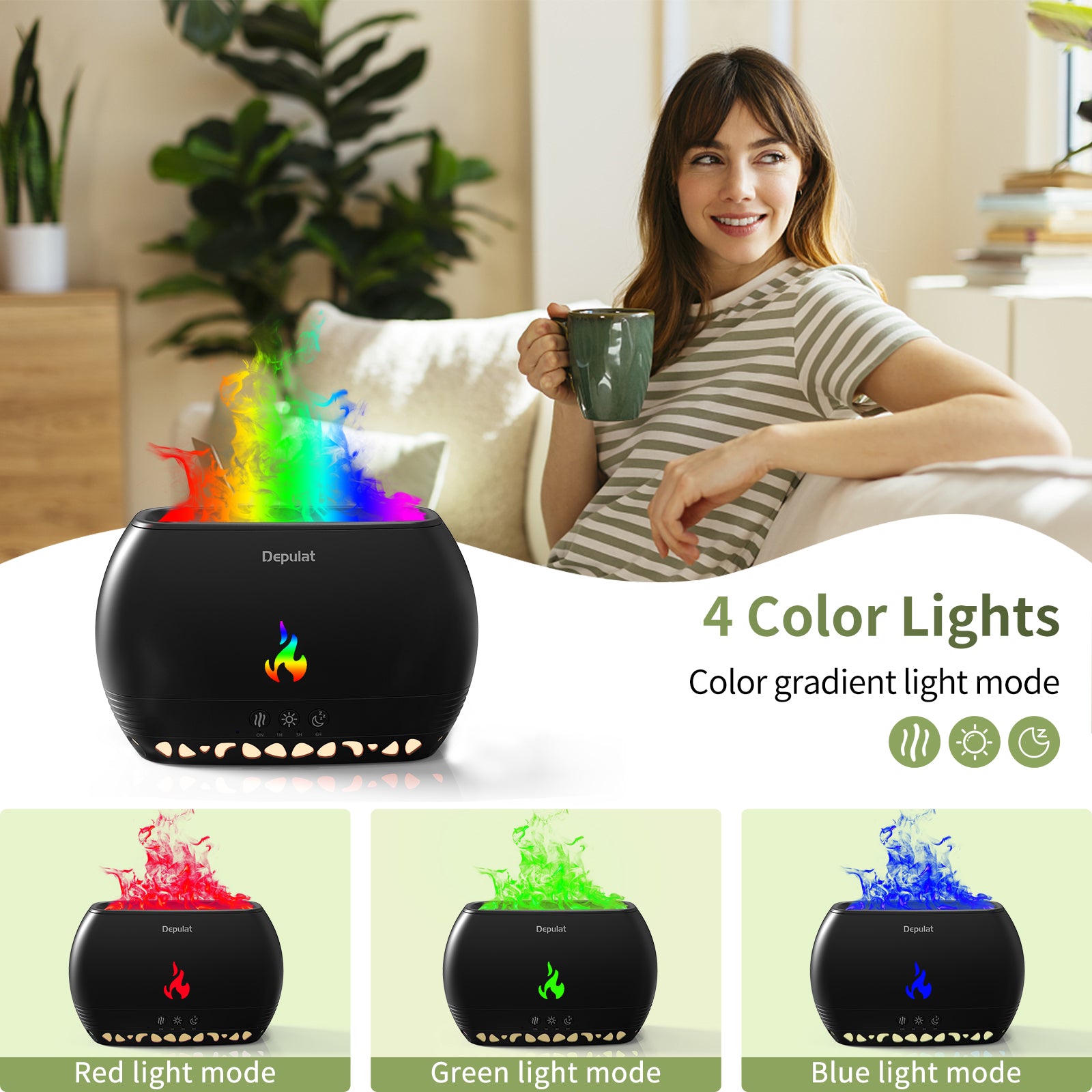 Depulat 350ml Sleep Aromatherapy Diffuser with White Noise, Bluetooth Speaker,7 Colors of Lights,3 Brightness Levels,11.83 FL.OZ.