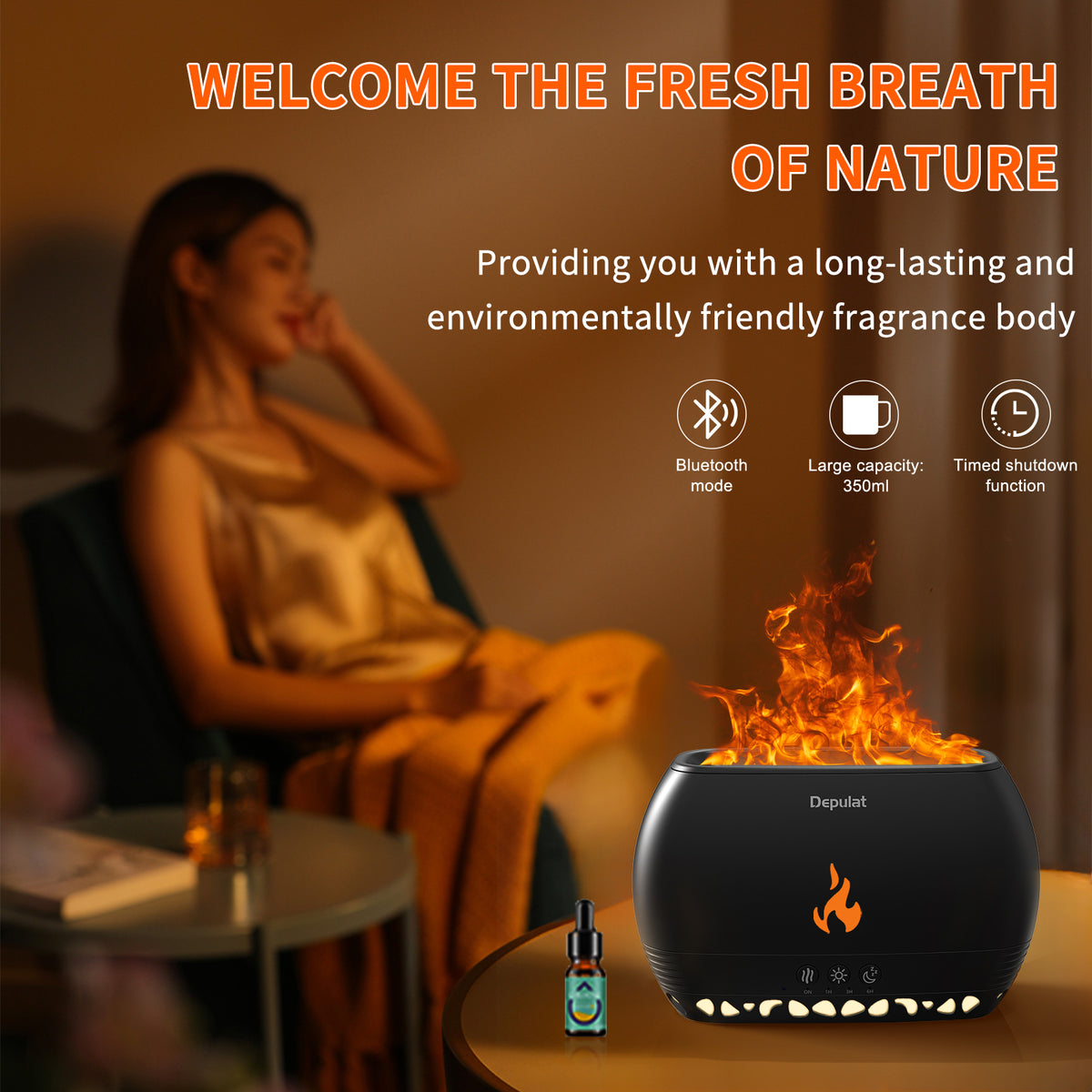 Depulat 350ml Sleep Aromatherapy Diffuser with White Noise, Bluetooth Speaker,7 Colors of Lights,3 Brightness Levels,11.83 FL.OZ.