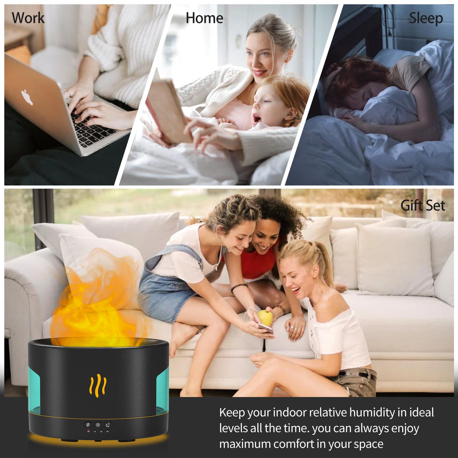 DEPULAT 450ml Essential Oil Diffuser with White Noise, Bluetooth Speaker