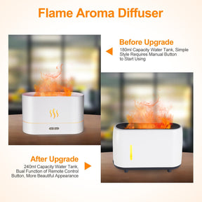 Depulat Flame Humidifier,240ML/8.12FL.OZ.,3 Mode Light Settings,2 Timer,Remote Contorl