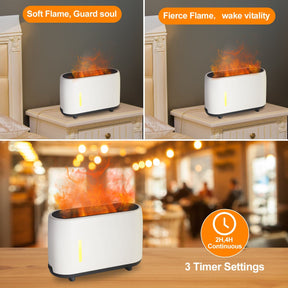 Depulat Flame Humidifier,240ML/8.12FL.OZ.,3 Mode Light Settings,2 Timer,Remote Contorl