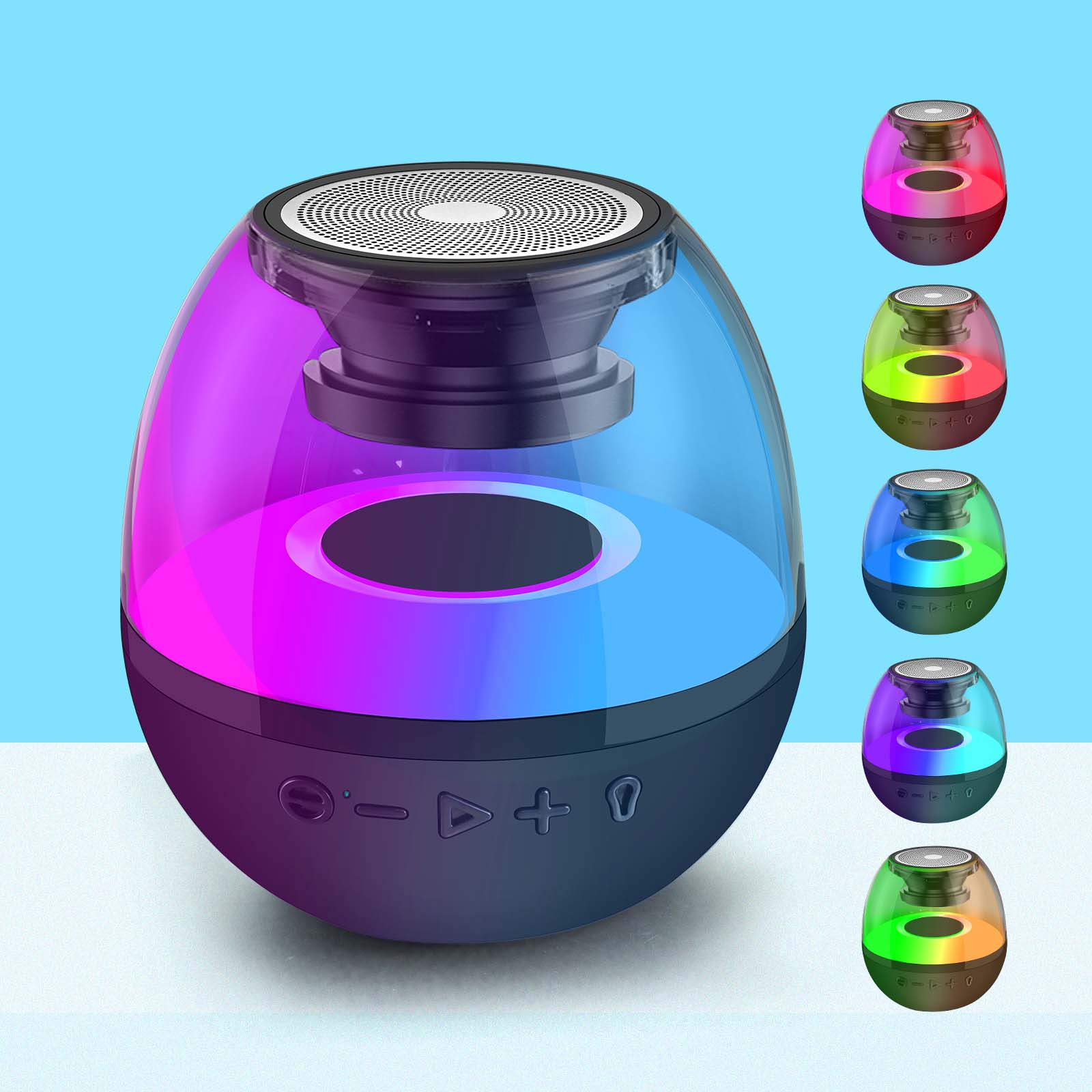 Depulat Led Bluetooth Speaker,10W 7 Colors LED Themes,Mic TF Card TWS